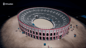 Recreación virtual del anfiteatro romano de Burdeos a cargo de Virtualan