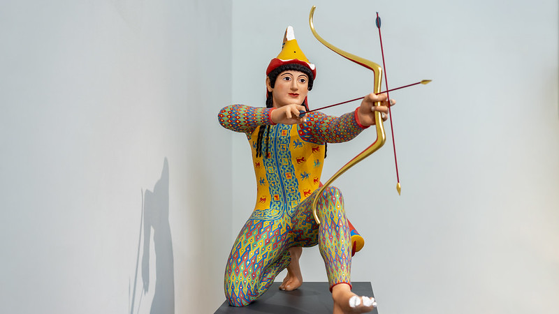 escultura policromada del arquero de Egina, obra de Vinzenz Brinkmann
