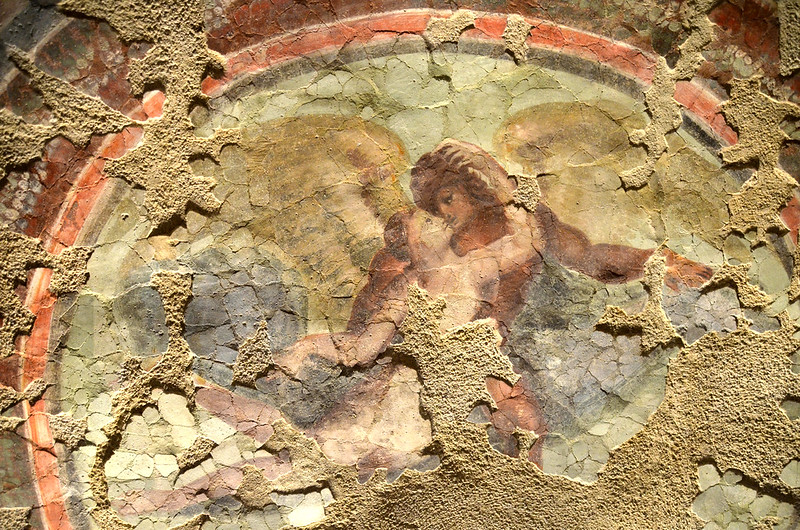 Fresco de Cupido y Psyche en el museo Lauriacum de Enns
