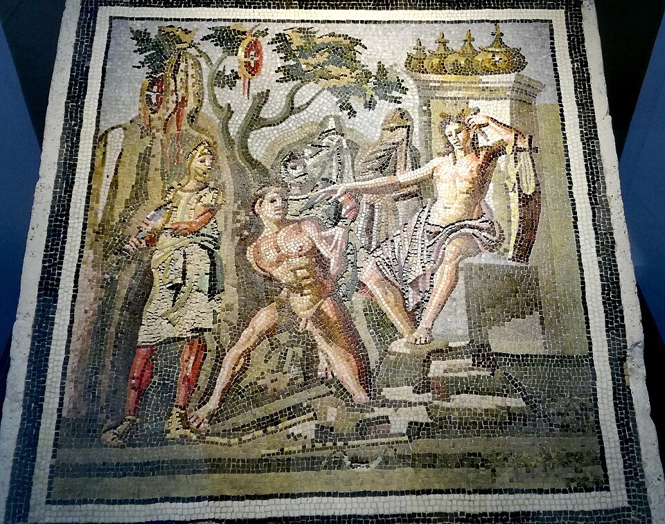 mosaico de Marsias del museo del Efebo en Agde