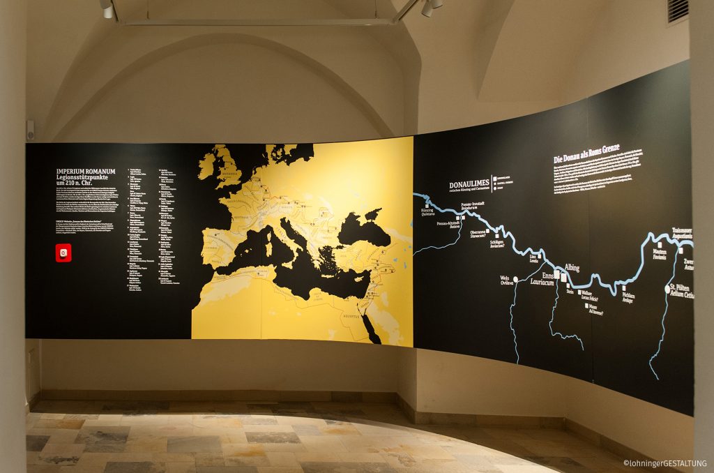 Panel explicativo del museo Lauriacum, en Enns