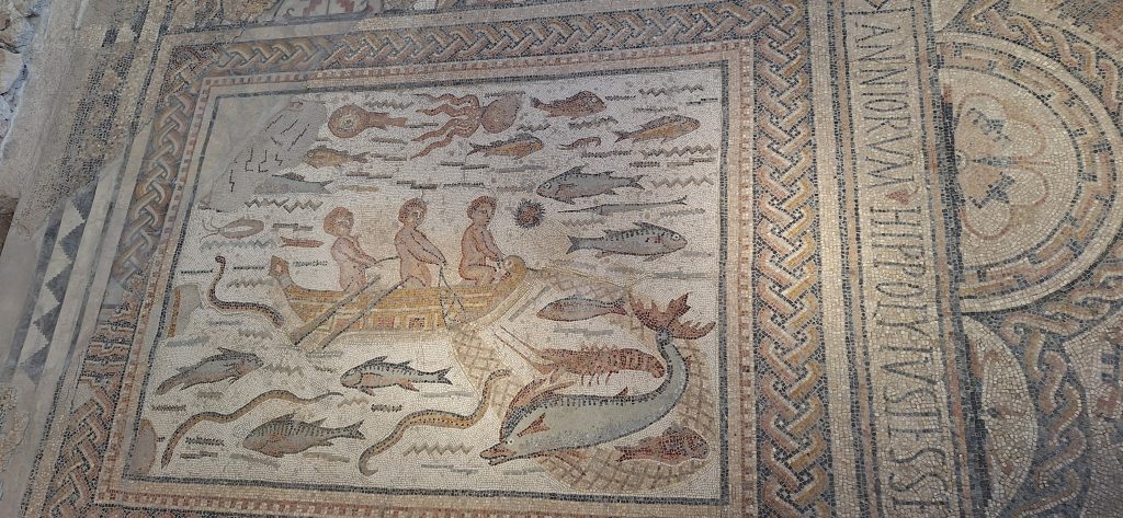 mosaico de los peces en la casa de Hippolytus de Complutum