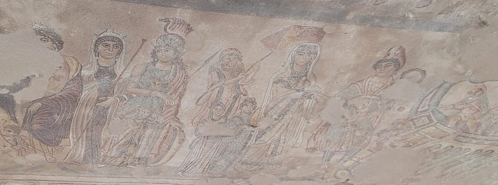 mosaico del Juicio de Paris y el Rapto de Helena en la villa romana de Noheda