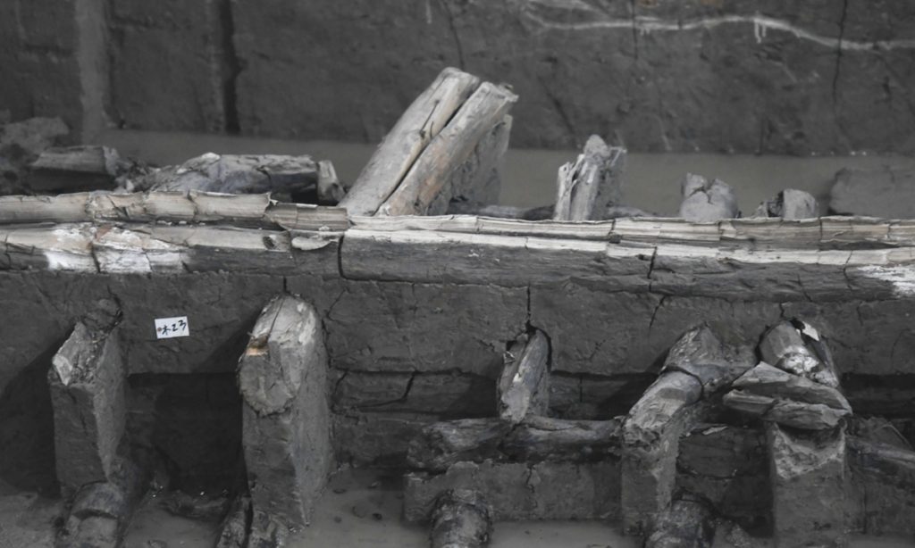 cimentaciones de madera de edificios Antigua China en Chanfang