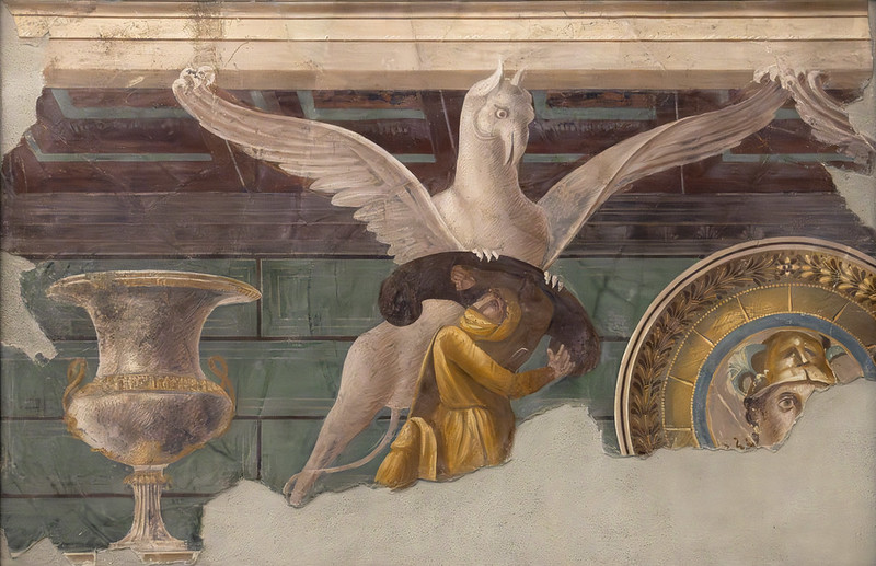 fresco con un grifo procedente de la Villa de los Misterios de Pompeya