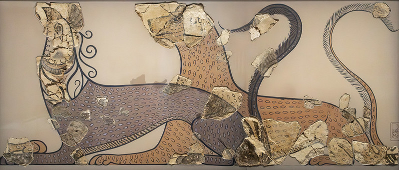 pintura mural con representación de un grifo de época minoica, palacio de Hector, Pylos