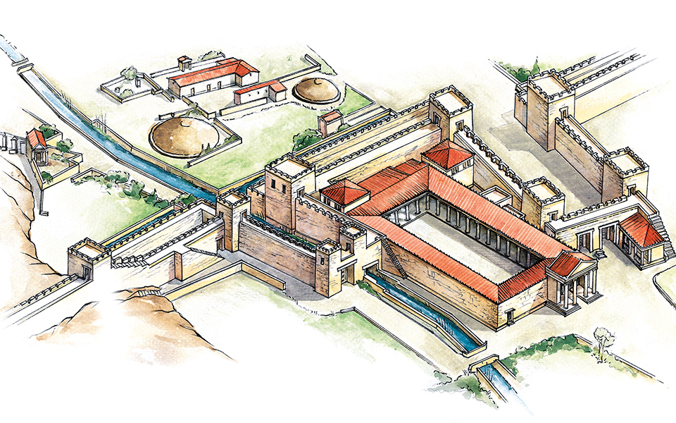 recreación del Kerameikos y las Puertas Sagrada y del Dipylon, en Atenas