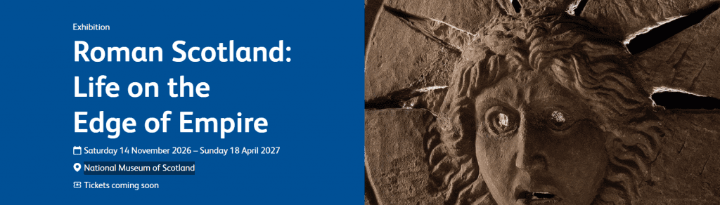cartel de la exposición sobre la Escocia Romana en Edimburgo