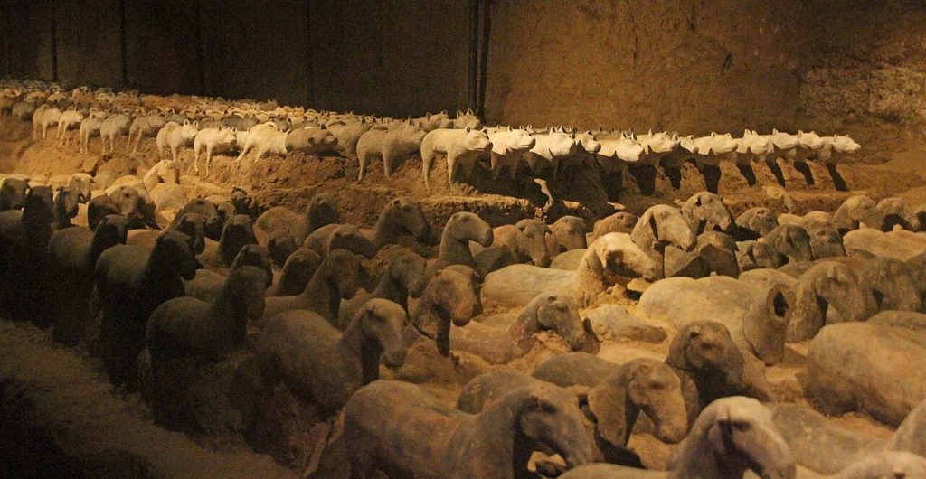 animales de terracota en las fosas del mausoleo Han Yangling