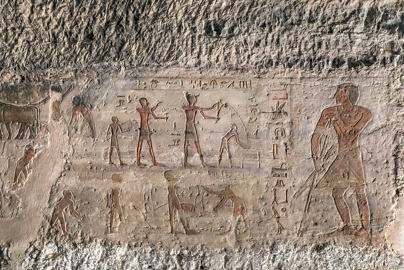 pintura mural de la tumba de Mekhu en Qubbet el-Hawa