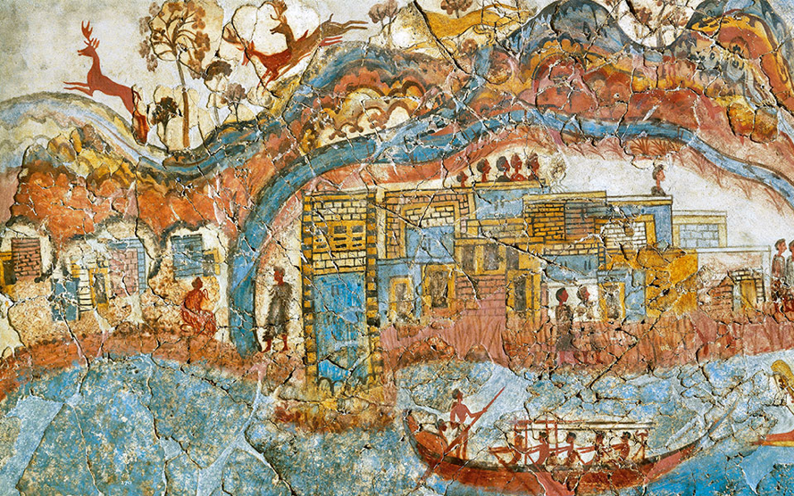 detalle del Fresco de la Flotilla en Akrotiri