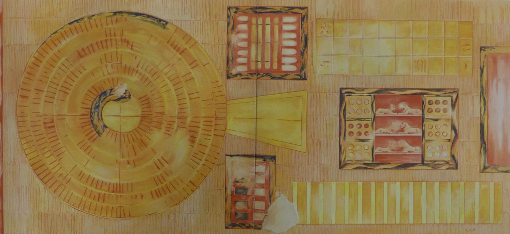 pintura de la tumba de Hesy Ra con el juego del Mehen