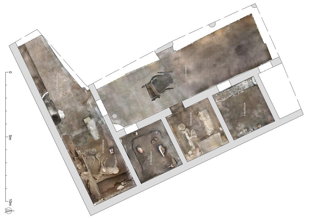 plano de las cinco estancias excavadas en Civita Giuliana, Pompeya