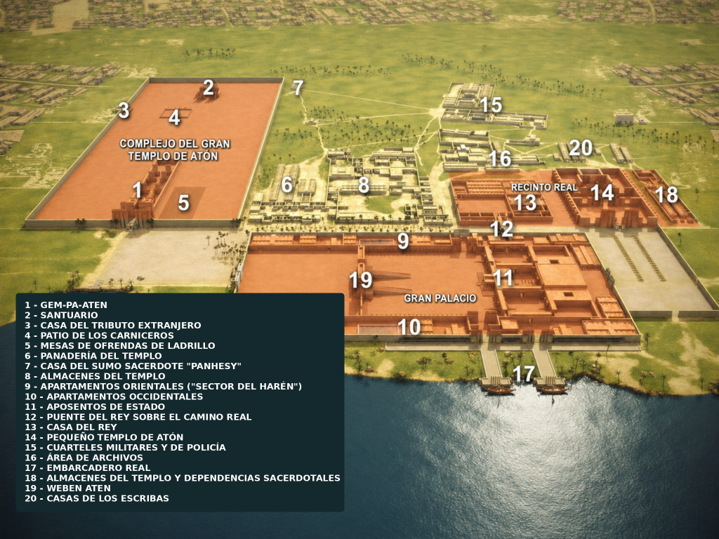 plano en castellano de Amarna con la Ciudad Central