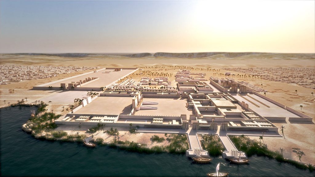 Recreación digital 3D de la ciudad de Amarna realizada por Paul Docherty