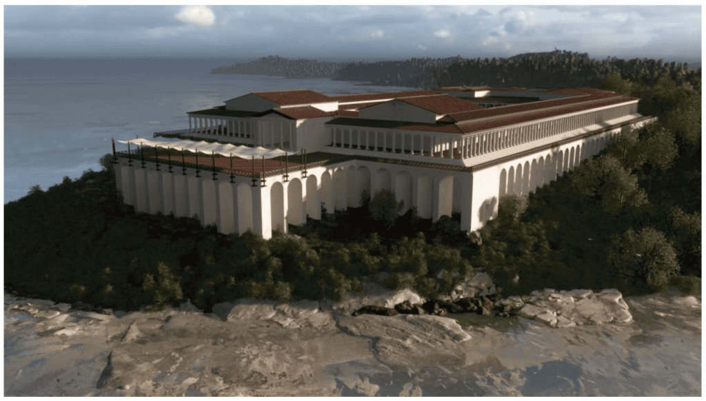 recreación virtual de la villa de Catulo en Sirmione