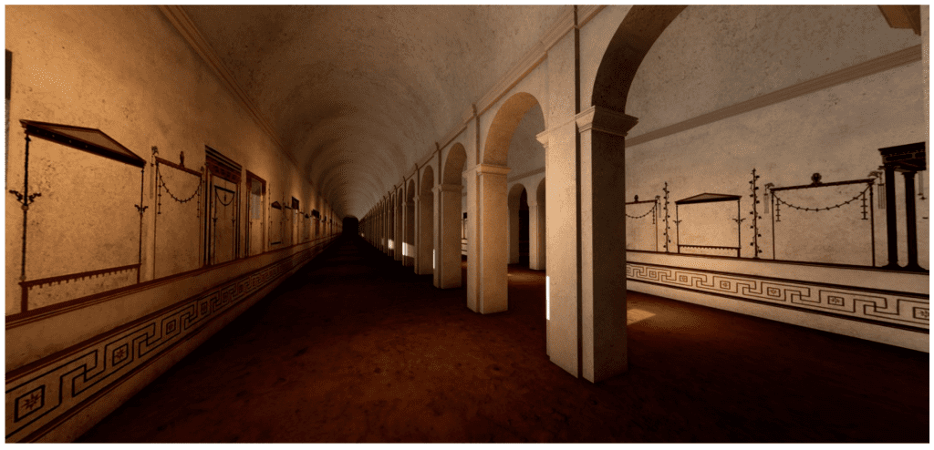 recreación del criptopórtico de la villa de Catulo en Sirmione