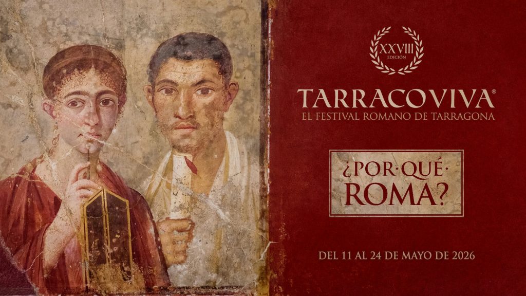 cartel oficial del Festival romano Tarraco Viva 2026 de Tarragona con el lema ¿Por qué Roma?