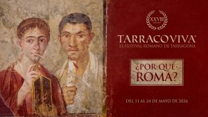 cartel oficial del Festival romano Tarraco Viva 2026 de Tarragona con el lema ¿Por qué Roma?