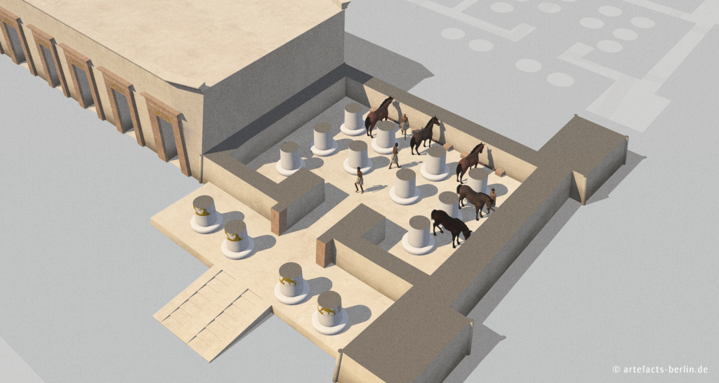 Recreación digital del interior de los establos de Pi-Ramsés