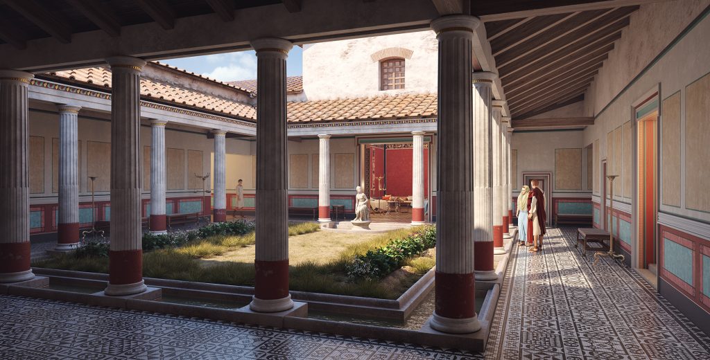 Recreación digital de la Casa del Mitreo en Emerita Augusta realizada por JR Casals