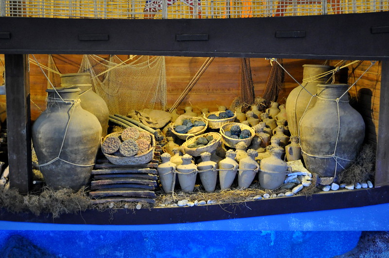 recreación de la bodega del Uluburun en el Museo de Arqueología Submarina de Bodrum