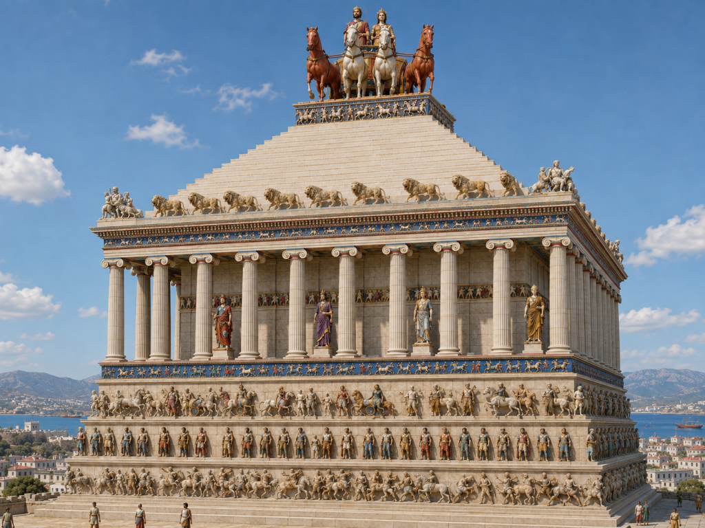 recreación digital del Mausoleo de Halicarnaso