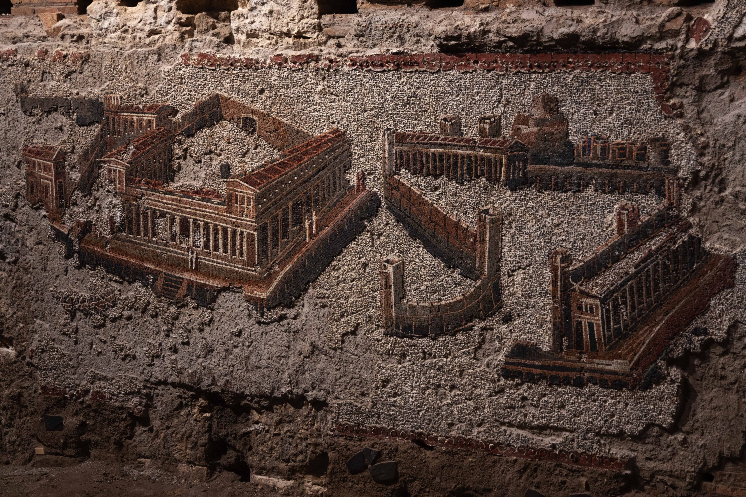Detalle del Gran Mosaico de las termas de Trajano en Roma